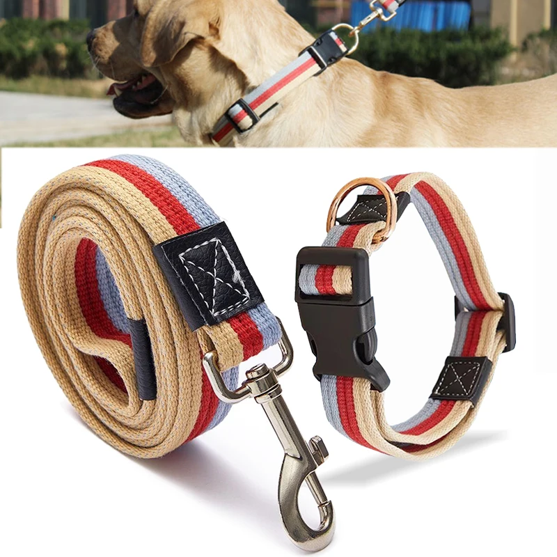 

Dog Collar German Shepard Medium Large Dog Canvas Collars For Walking Training Dog Collar 150CM Strong Dog Leash Pet Leashes