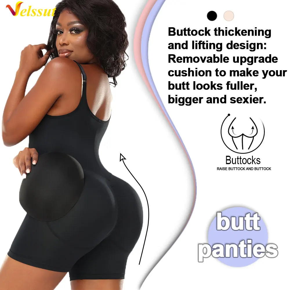Velssut Bodysuit Shapewear for Women Tummy Control Butt Lifter Body Shaper Slim Hip Enhancer Vest Flat Belly Underwear Push Up