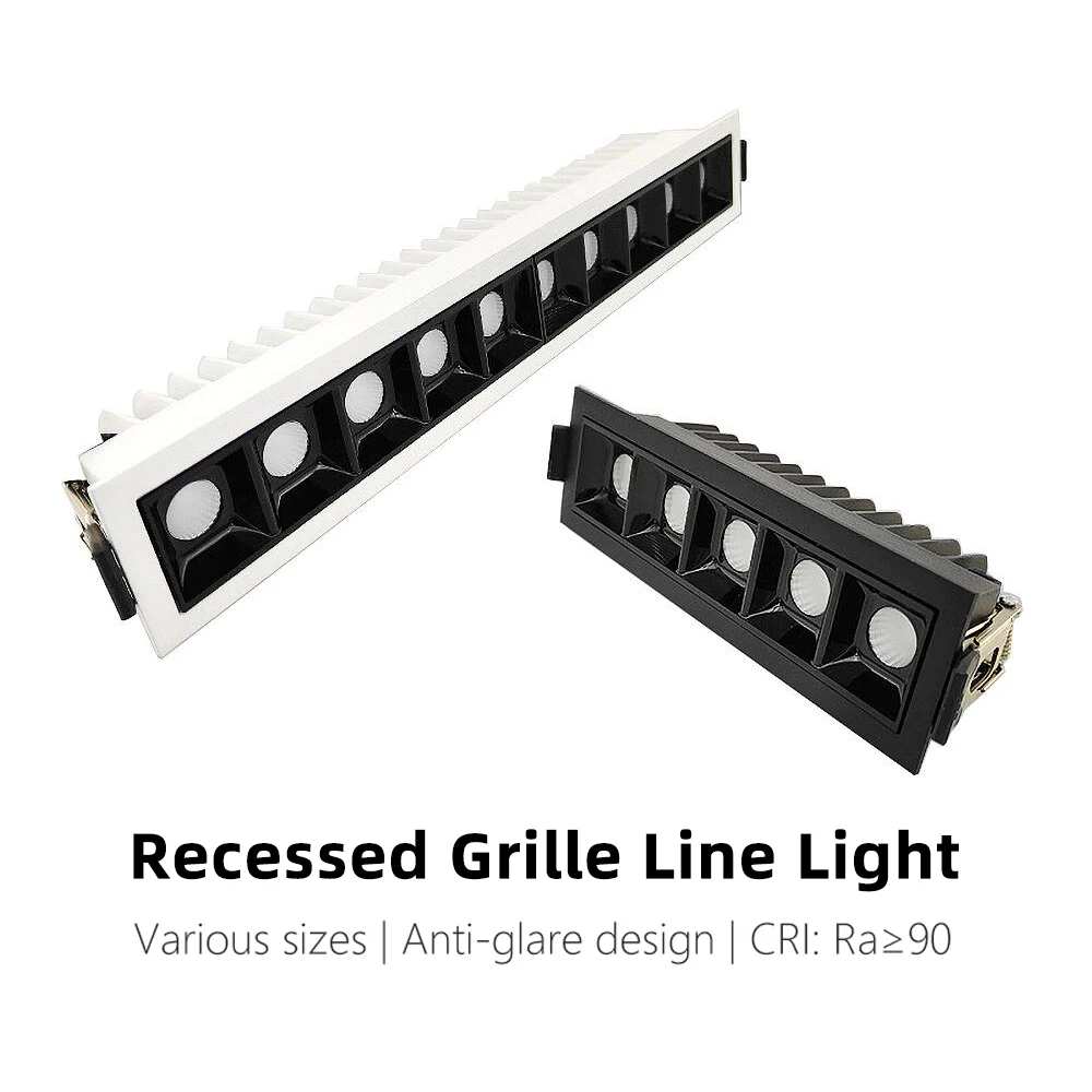 

Anti-Glare Creative Linear Recessed Grille Line Lights 2W 4W 6W 10W 20W 30W Living Room Corridor Strip COB LED Ceiling Downlight