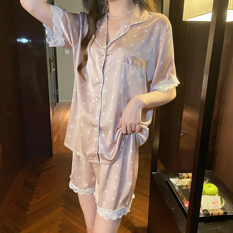 Женская кружевная пижама Y2k с цветочным принтом