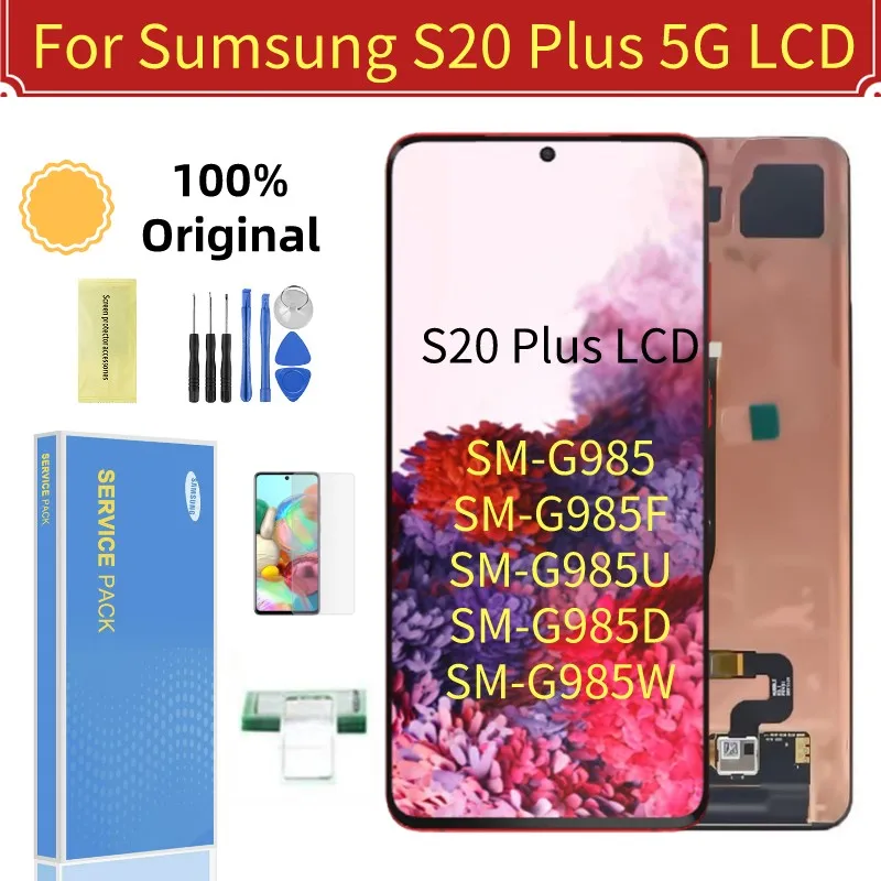 Original AMOLED LCD For Samsung Galaxy S20 Plus G985 G985F/985D LCD Display Touch Screen Digitizer For Samsung S20+ Repair Parts