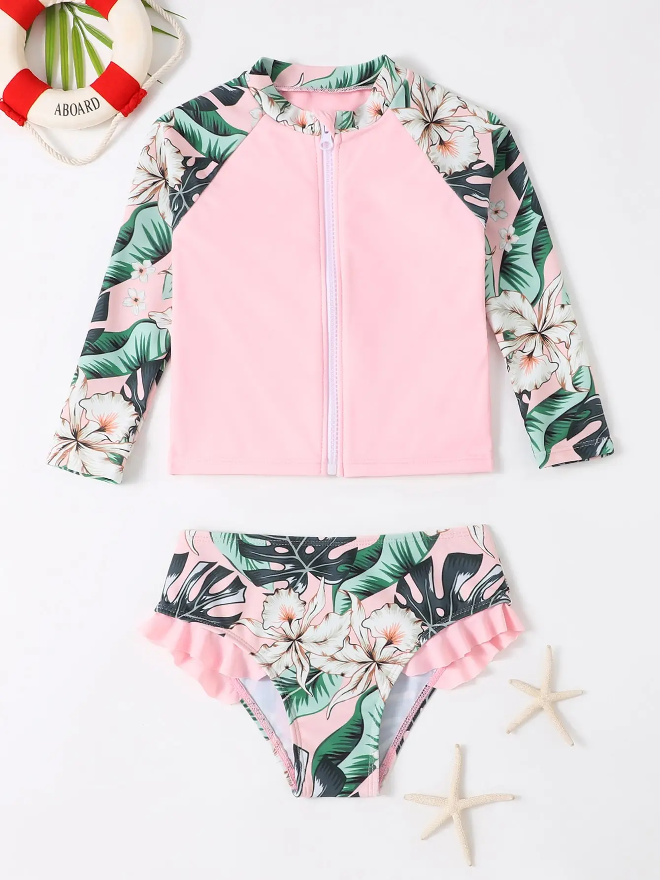 2023 Children's Sand  Swimwear Long sleeved sunscreen surfing beach Swimsuit For Girls Bikini sweet Swimwear S2040