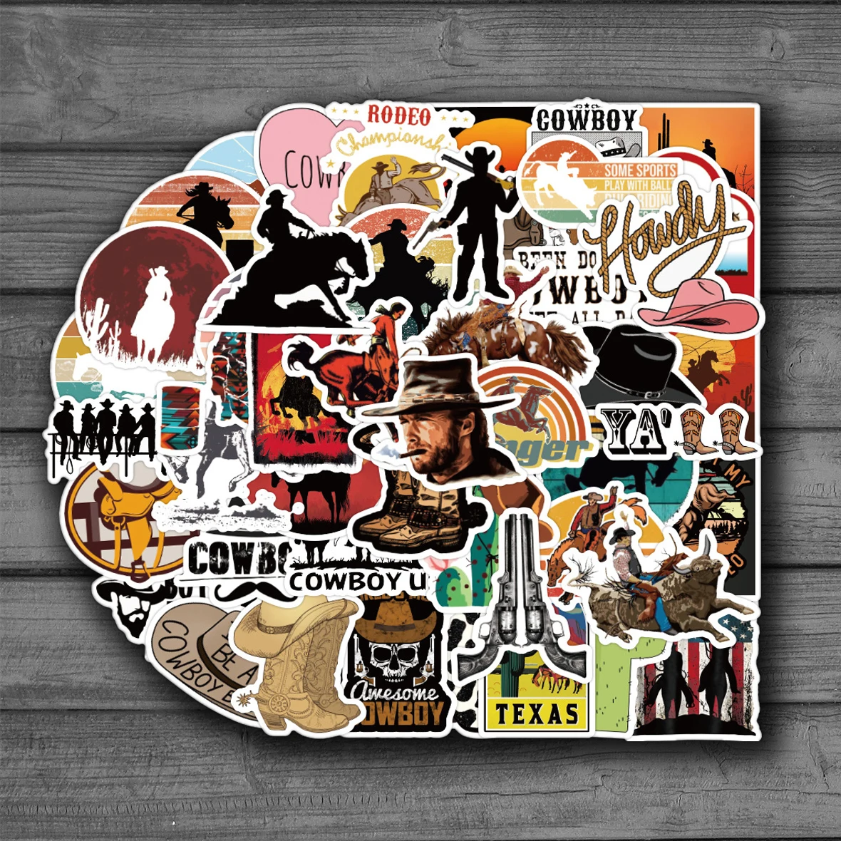 50Pcs New Western Cowboy Stickers for DIY Phone Fridge Laptop Moto Luggage Skateboard Helmet Sticker Decal Kids Toy