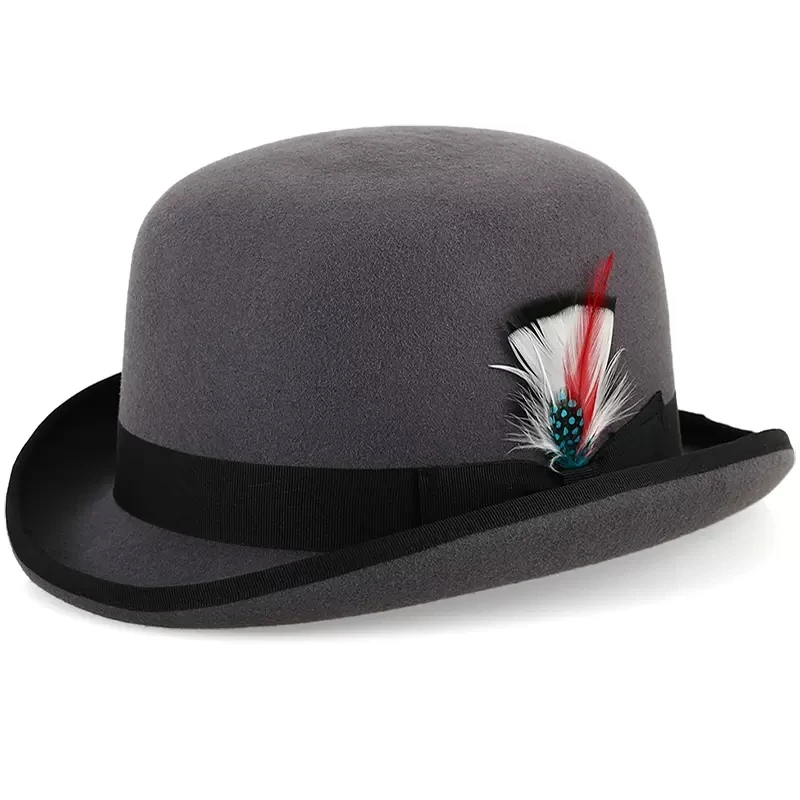 100% Wool  Derby Hat  Men Women Like Big Head Bowler Hat Halloween Adult  Party Costume Unisex  Bombin Hat