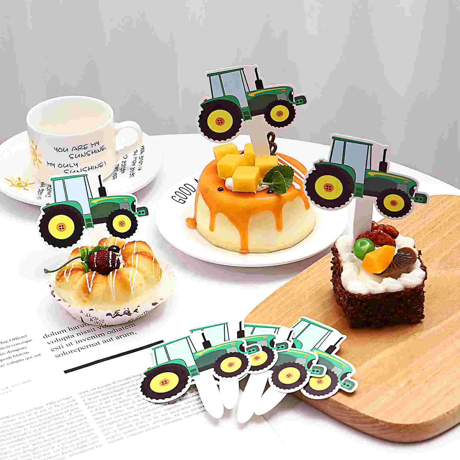 

42 Pcs Cake Topper Car Decorations Excavator Birthday Cupcake Child Tractor Kids