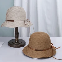 2022 new womens bucket hat with big brim lace bow caps panama luxury hat fisherman hat ladies summer sun travel beach hat