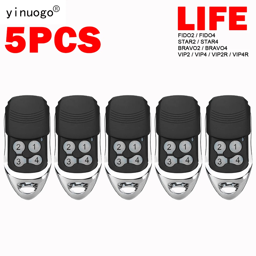 

5 PCS LIFE FIDO2 FIDO4 BRAVO2 BRAVO4 STAR2 STAR4 VIP2 VIP4 VIP2R VIP4R Garage Door Remote Control 433MHz Rolling Code Garage
