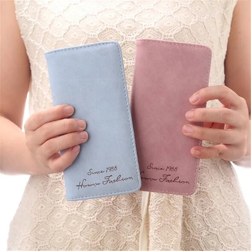 

Women Simple Style Soft Matte Retro Money Clutches PU Leather Women Long Wallet ID Card Holder Money Purse