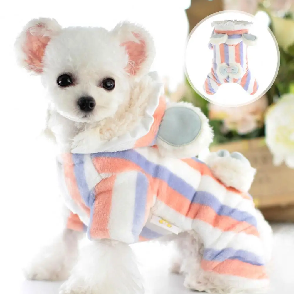 Pet Jumpsuits Bodysuit Multi-color Stripes Pattern Four-leg Pet Dog Kitten Warm Jumpsuits Outfit Pet Supplies