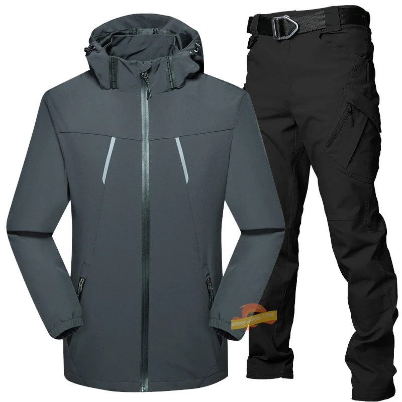 

Spring Autumn Thin Fishing Suit Mens Outdoor Windproof Waterproof Sports Hooded Mountaineering Jacket Breathable Fishing Clothes