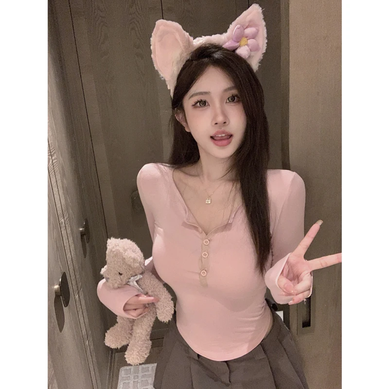 Осень 2024 новая однотонная дизайнерская рубашка с длинными рукавами облегающая