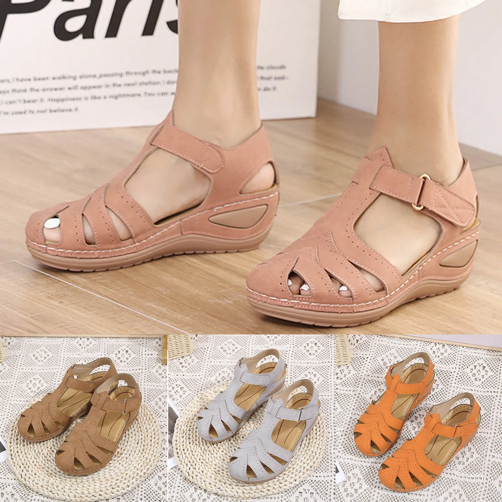 

2022 Fashion Women Sandals Summer Casual Sewing Hollow Out Platform Wedges Shoes Beach Peep Toe Sandals chaussure femme #40
