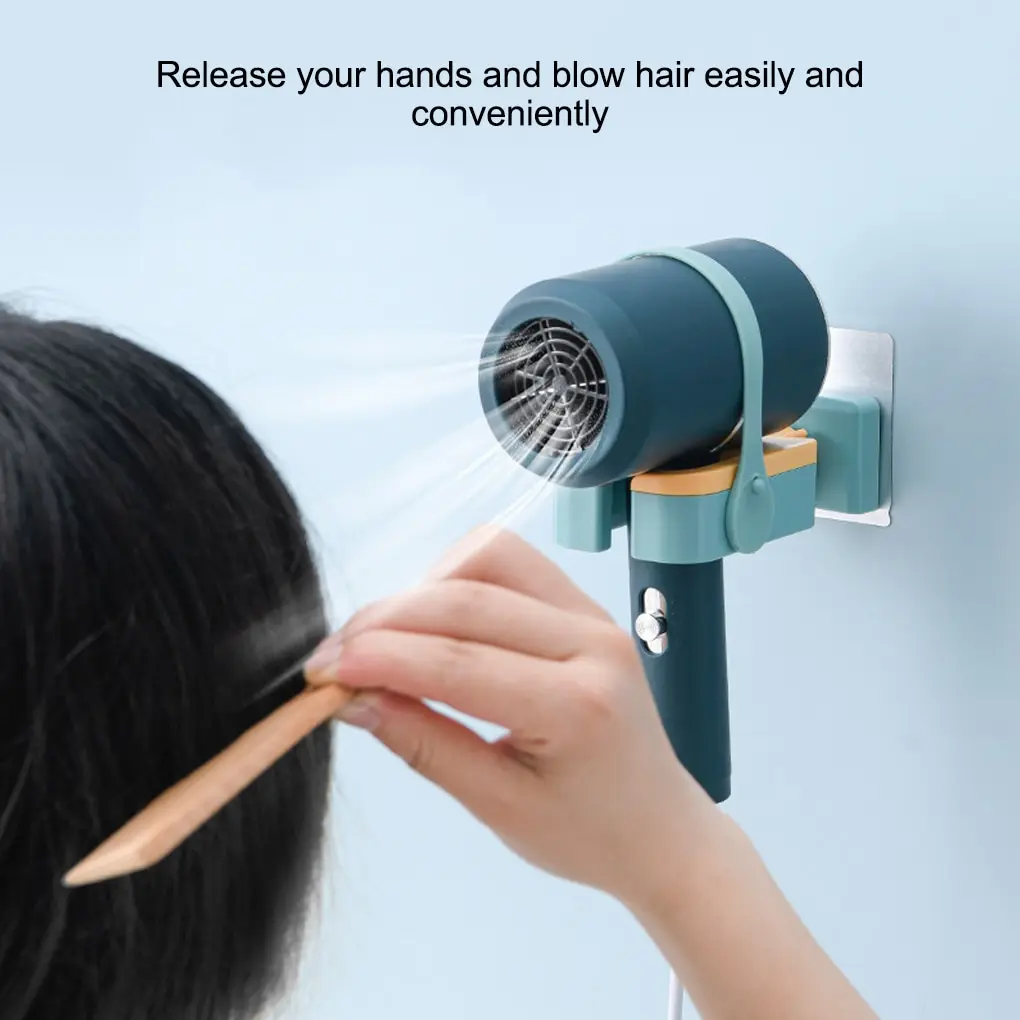

Wall Mounted Hair Dryer Storage Holder Household Self-adhesive Winding Hair Dryer Storage Rack Bathroom Shelf Storage Accessory