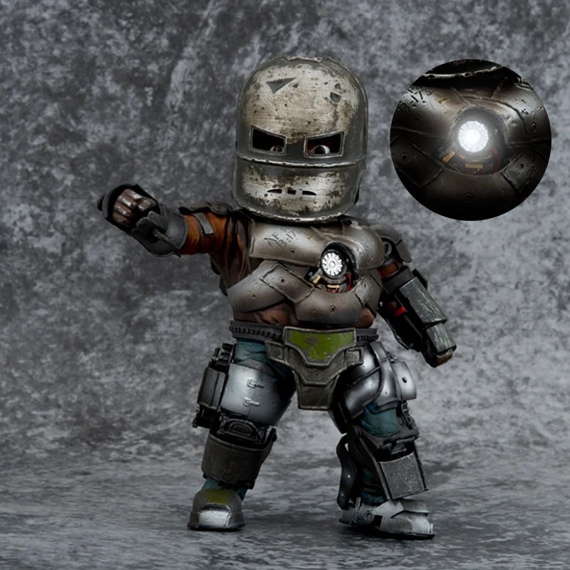 

Marveled Legends Q Version Iron Man MK1 Action Figure With LED Light Egg Attack Action Mini Super Hero Toy Desktop Ornament