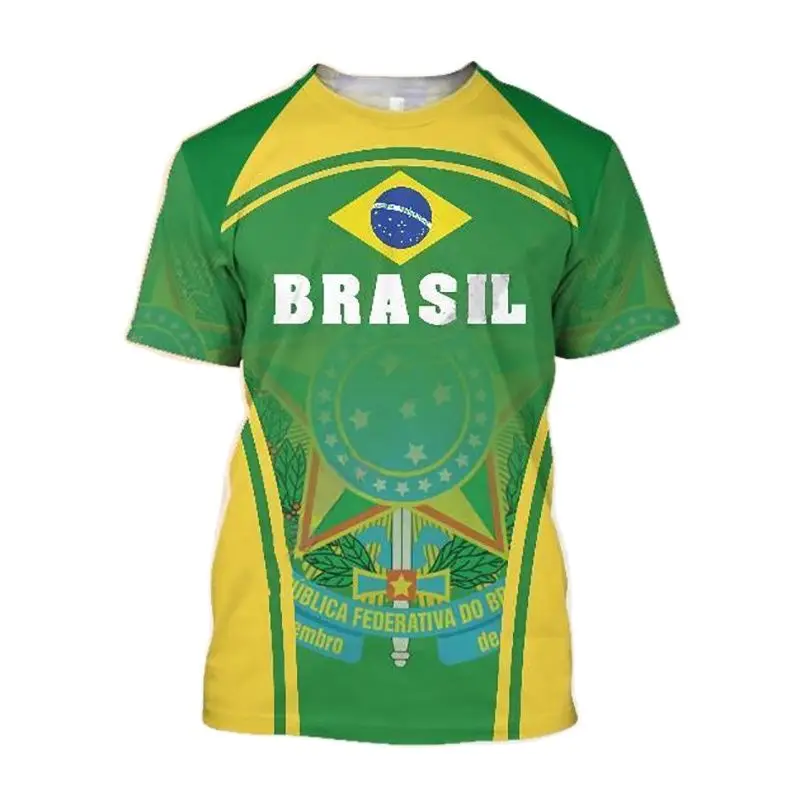 

Brazil T Shirts For Men 3D Brazil Flag Print Cool Mens Clothing O Neck Fashion Half Sleeve Men T Shirts Large Size Tops Tees