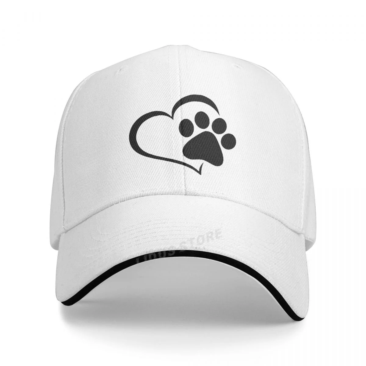 Fashion Love Dog Paw Print Baseball Cap Harajuku Men Women Adjustable Dad Hat Summer Brand Adjustable Snapback Hat (2)