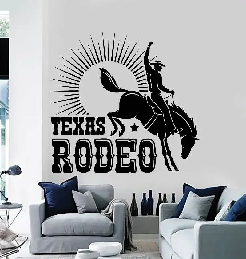 Виниловые наклейки на стену Texas Cowboy Rider Horse Racing Wild Sunset для дома гостиной модные