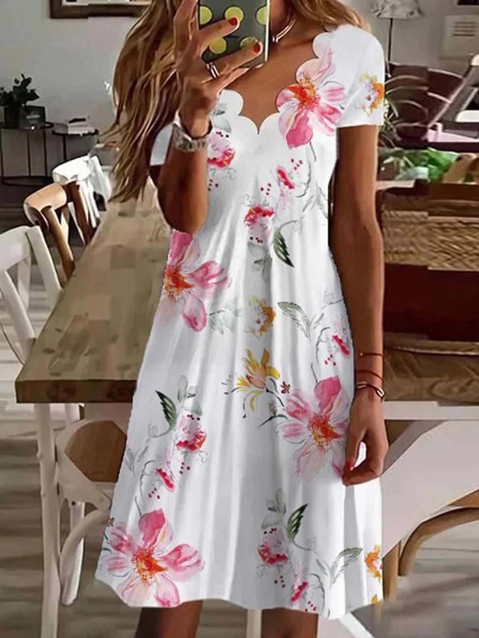 

Women v neck Floral Print casual dresses XXXL 2XL oversized summer Holiday vestidos