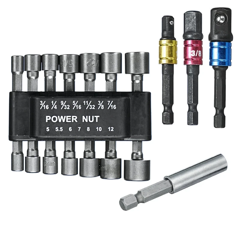 

Торцевой ключ с шестигранной ручкой, 14 шт., с внутренним шестигранным разъемом и 3 шт., 1/4 дюйма, 3/8 дюйма, 1/2 дюйма, адаптер для розетки, ручной и...