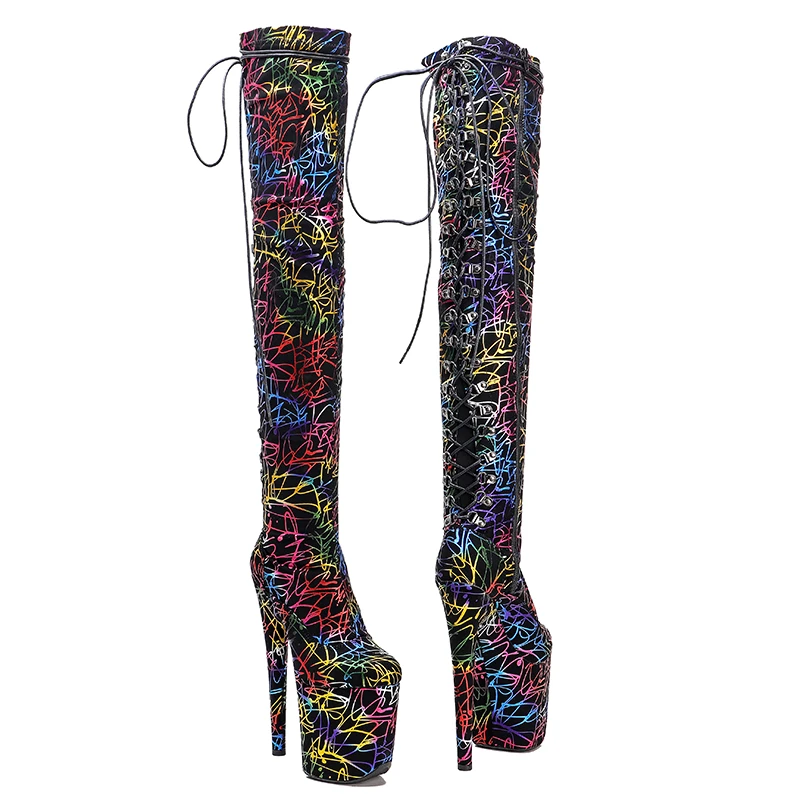 Leecabe  20CM/8inches Pole dancing shoes High Heel platform Boots closed toe Pole Dance boots
