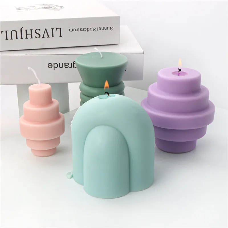 

Rotary Table Torch Shape Candle Silicone Mold Gypsum form Carving Art Aromatherapy Plaster Home Decoration Mold Gift Handmade