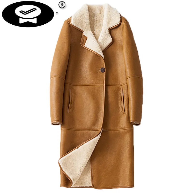 

Natural Sheepskin Leather 2023 Jacket Women Winter Elegant Warm Real Wool Overcoat Female Korean Casaco Feminino Gxy1194