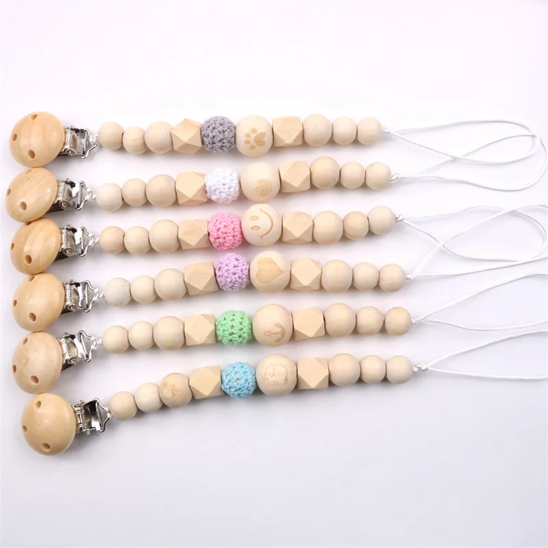 

Silicone Beads Newborn Baby Pacifier Holder Clips Chain Teether