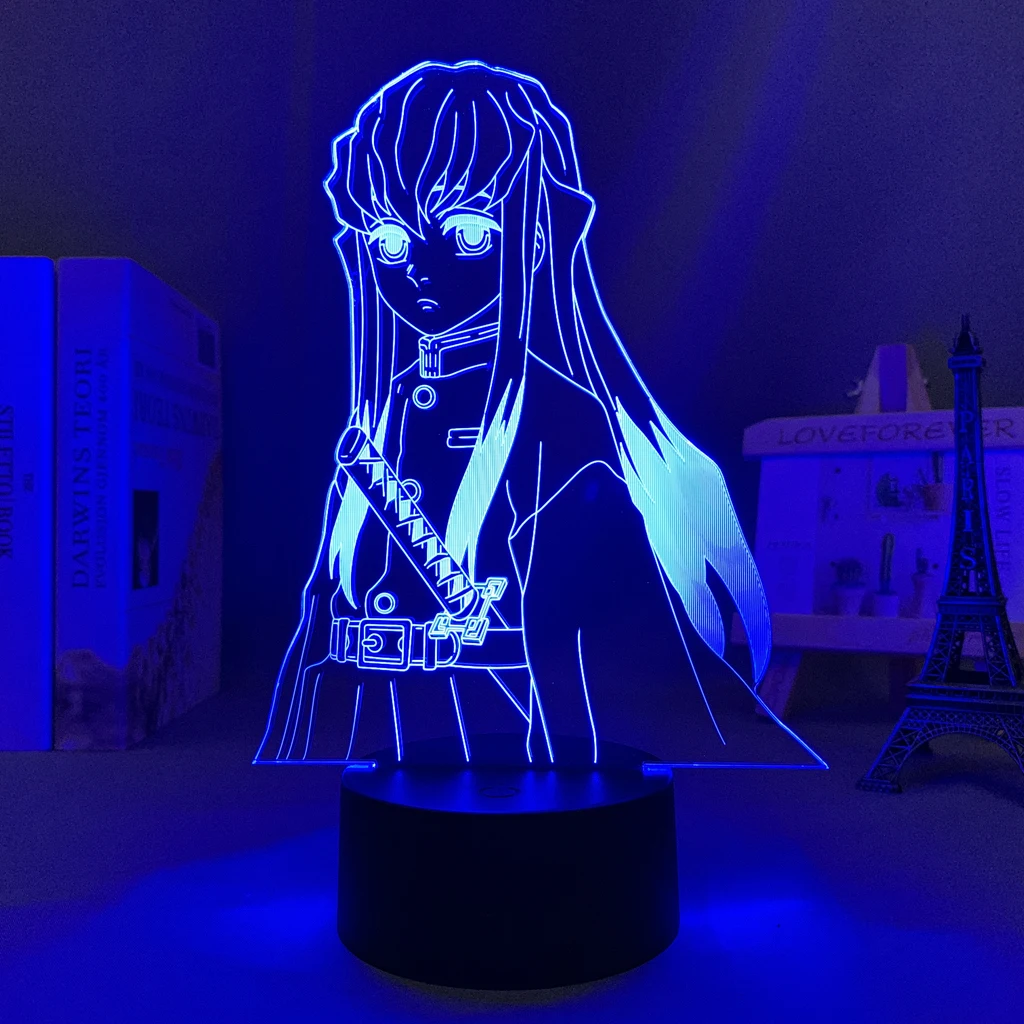 

Светодиодный светильник в стиле аниме, рассекающий демонов, муичиро тоkito для детской спальни, декоративное освещение, подарок на день рождения, манга, 3d Ночная лампа Kimetsu No Yaiba