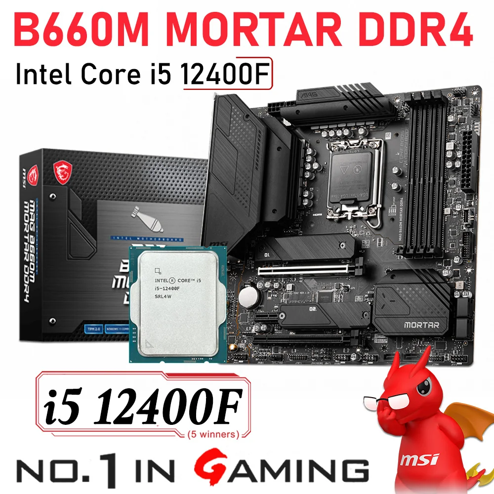 

Intel Core i5 12400F Combo + MSI MAG B660M MORTAR DDR4 128GB LGA 1700 M.2 PCI-E 4.0 Motherboard B660 Placa-mãe Desktop Micro-ATX