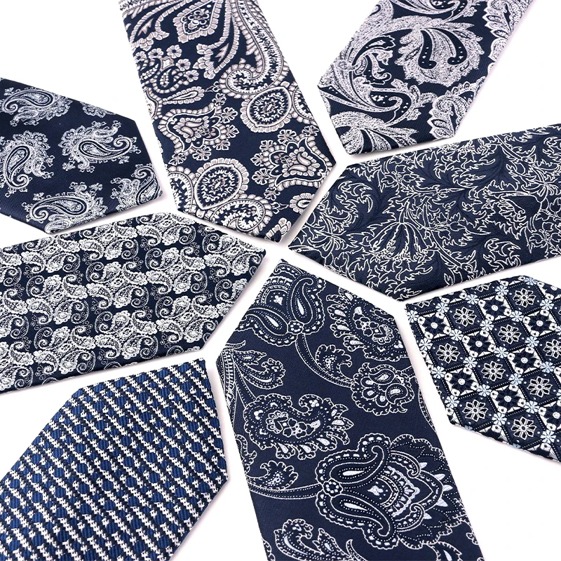 

TailorSmith темно-синяя серия винтажный галстук из полиэстера с принтом 7,5 см роскошный галстук Женский Галстук Пейсли галстук для банкета подарок для мужчин