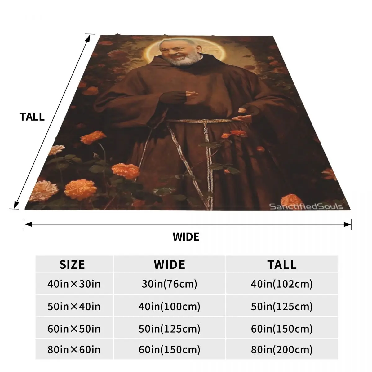 Одеяло Saint padpio покрывало на кровать дорожное с рисунком