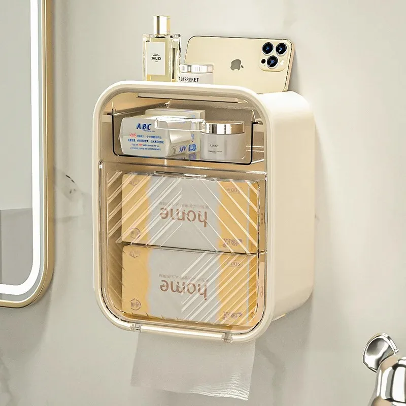 

Toilet washcloth storage box Wall mounted tissue box Toilet suction box Storage rack Toilet paper box rack toilet roll holder