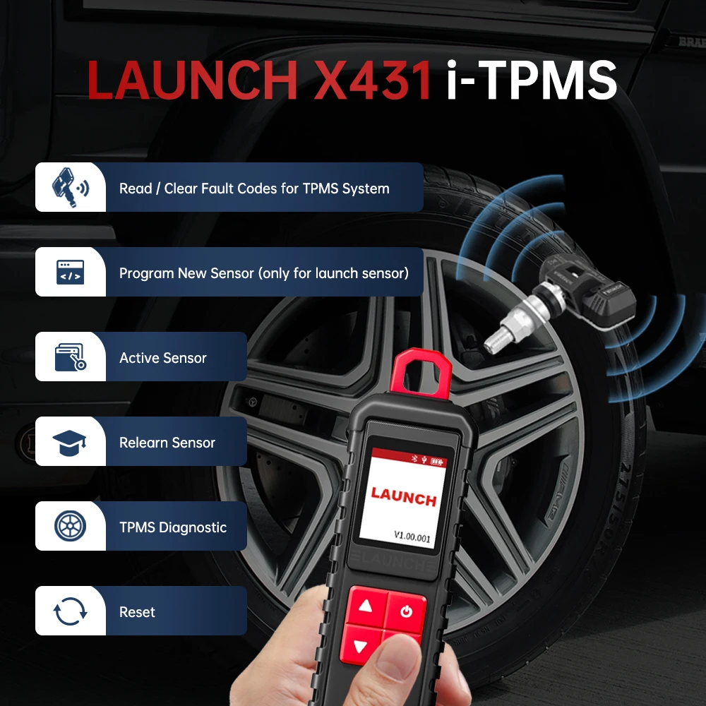 Диагностический сканер Launch X431 I-TPMS для программирования и активации датчиков давления в шинах, инструмент для повторного обучения и клонирования, 315433 МГц, для всех автомобилей (art.: 3920da1ca1bf7) - 3920da1ca1bf7