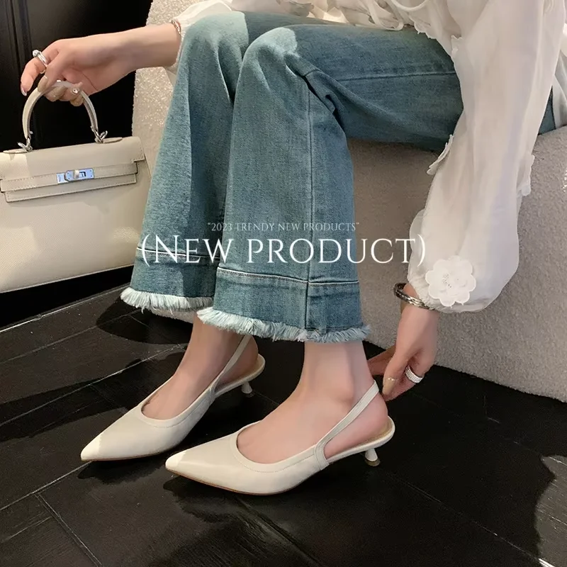 Летние сандалии туфли на каблуке котенок весенне-осенние элегантные с открытой