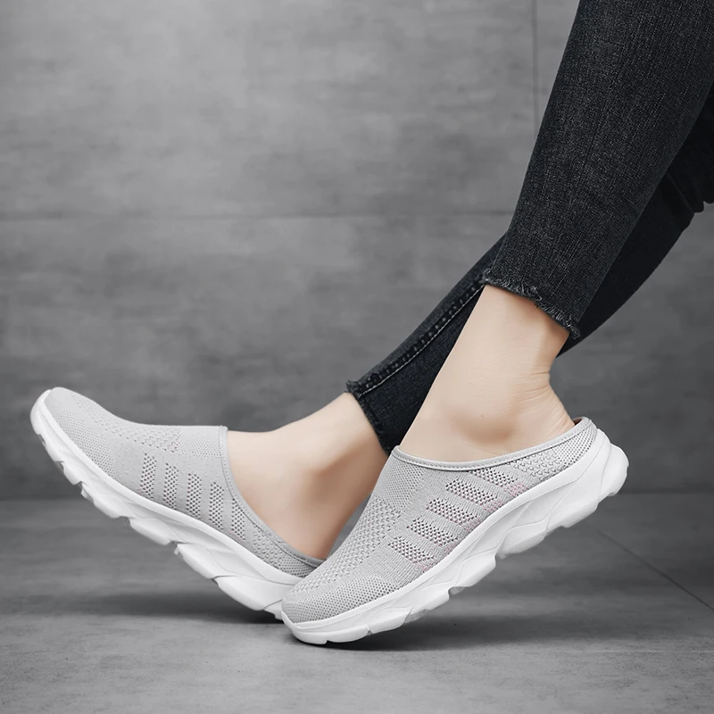Удобная дышащая сетчатая повседневная обувь для мужчин и женщин полуприцеп