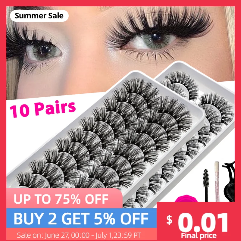 

VISIBLE 10Pairs 3D Mink Lashes Wholesale Dramatic Volume Fake Lashes Fluffy Soft Wispy Volume Natural long False Eyelashes