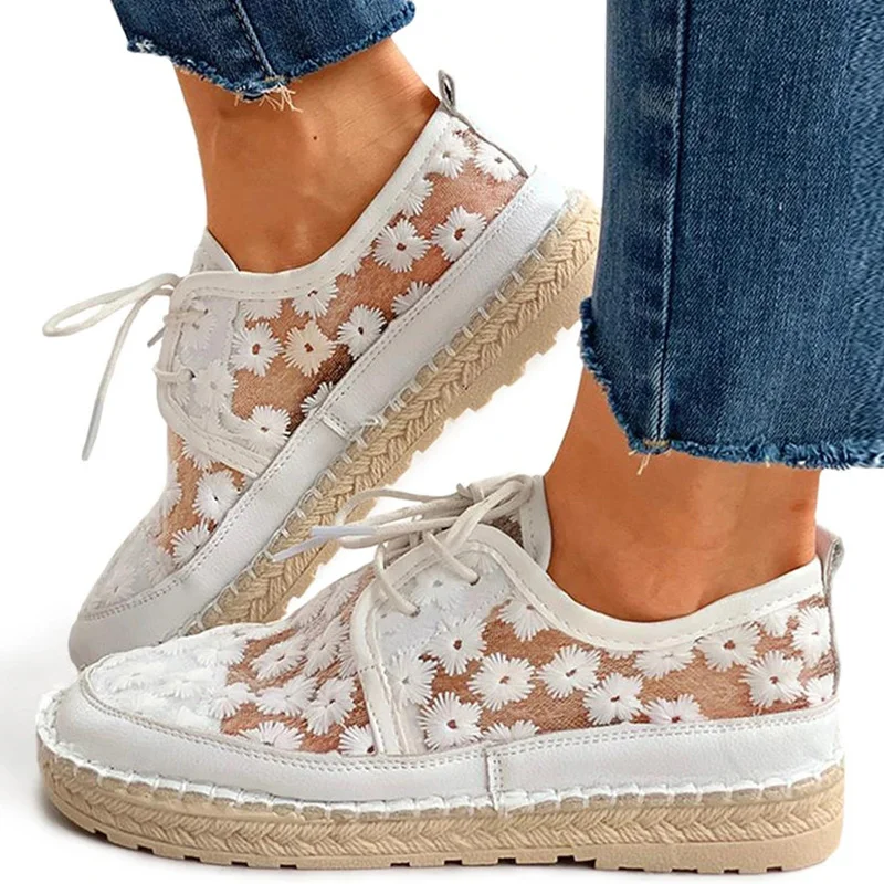 

2022 Fashion Women Sneakers Lace Up Mesh Women's Sneakers Outdoor Chunky Breathable Sneakers Flat Solid Color Plus Size Footwear
