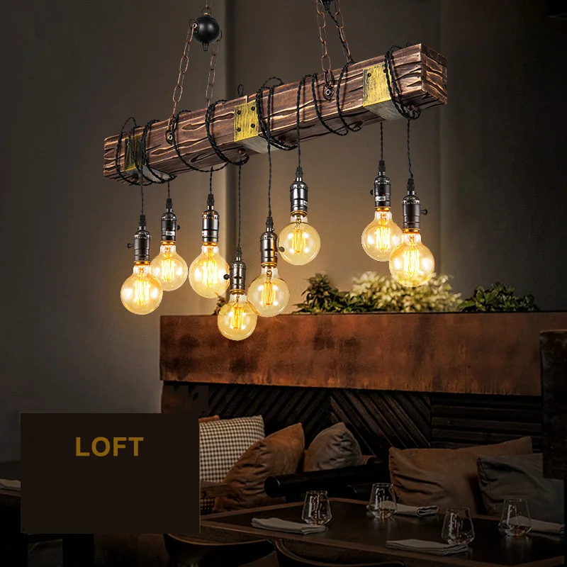 Vintage Nostalgic Industrial Pendant Lights Loft American Country Personality Bar Cafe Restaurant Boat Like Wood Droplight