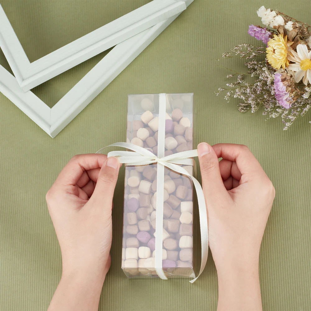 12Pcs Transparent Plastic Box Rectangle Foldable Gift Packaging Boxes Wedding Party Candy Cookies Storage Jewelry Bead Container
