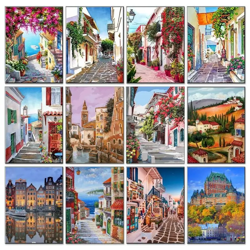

GATYZTORY Diy Pictures By Number Color Houses Drawing On Canvas HandPainted Paintings Gift Kits Oil Painting By Numbers Home Dec