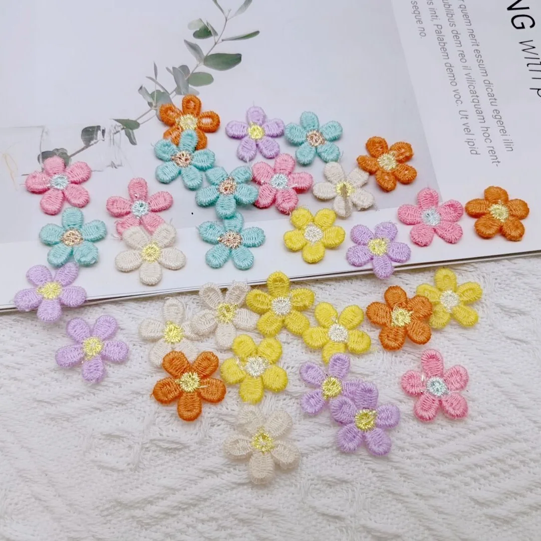 

20pcs Cute Three-dimensional Embroidery Handmade Diy Hair Accessories Bag Curtain Shoes Hat Decoration Patch Crochet Flowers
