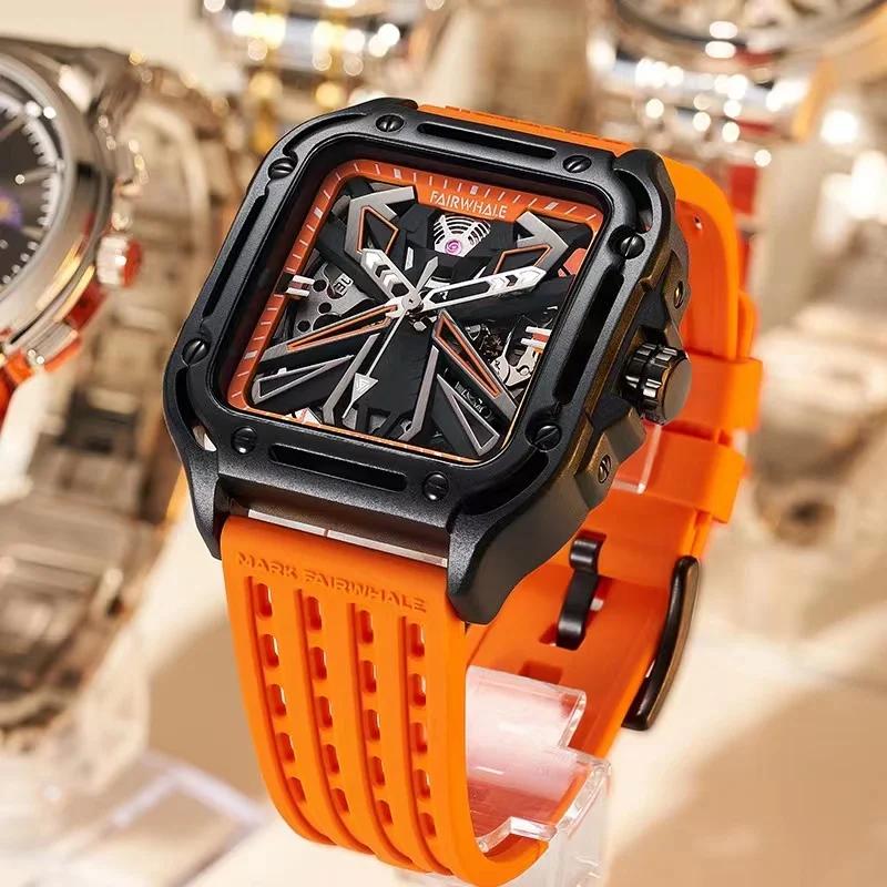 Mark Fairwhale 6540 модные мужские часы силиконовый ремешок с ночным светом и турбийоном