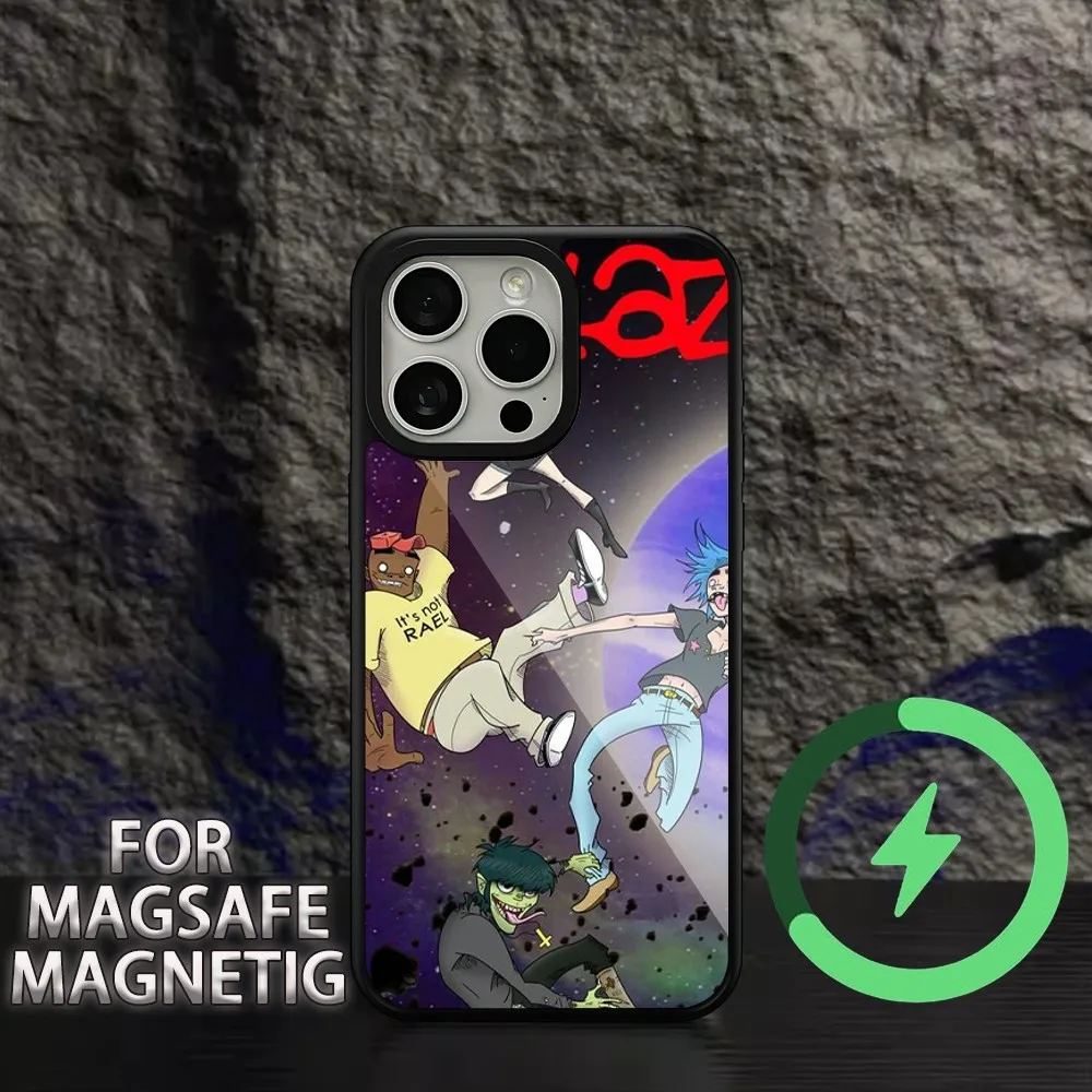 Чехол Для iPhone Gorillaz Boat Illust Music Магнитный Беспроводной Зарядный Magsafe