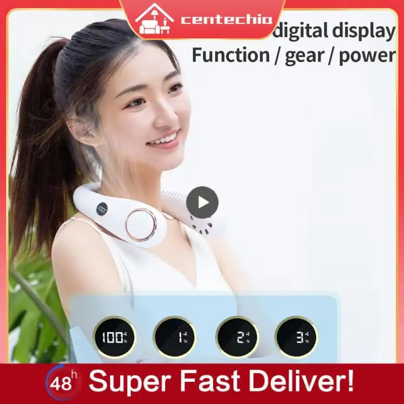 

Hanging Neck Fan Silent Portable Electric Fans 360 Degree Surrounding Wind Digital Display Outdoor Fans Neckband Fan Ventilador