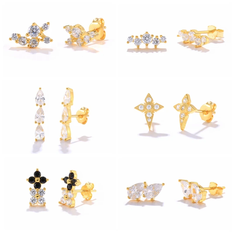 

BOAKO 925 Sterling Silver Small Flower Stud Earrings Piercing Female Korean Jewelry Brincos Earrings for Women Brincos Wholesale