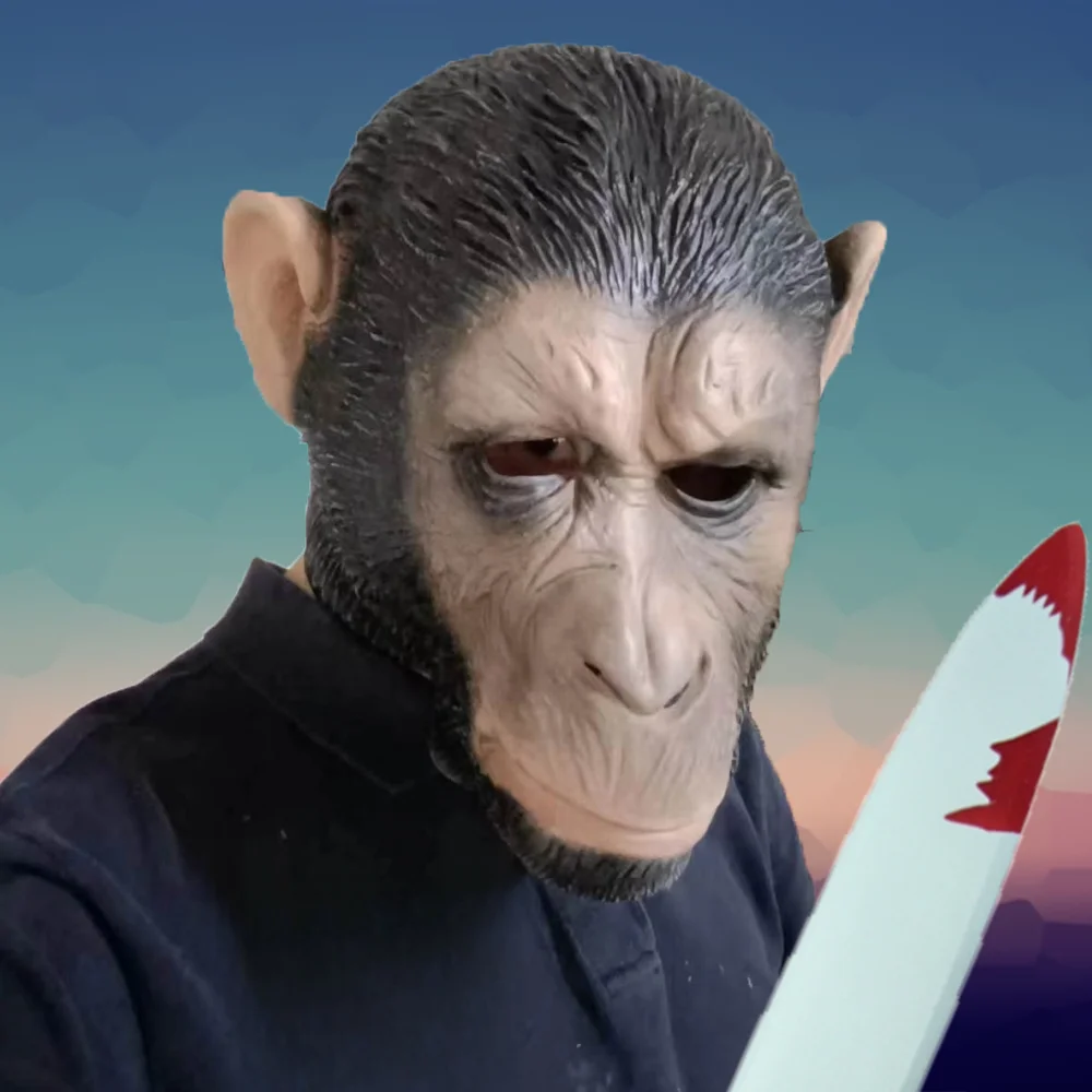 Косплей маска шимпанза аксессуары убийца нож искусство страшное животное