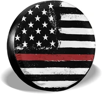msguide spare wheel tire cover thin red line american flag weatherproof tire protectors for jeep trailer rv suv truck and many v
