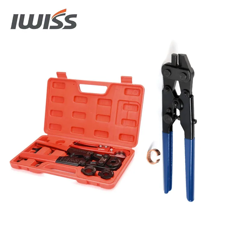 

IWISS IWS-FAS PEX-1210C PEX Crimping Tool Kit for 3/8 inch 1/2 inch 3/4 inch 1 inch Pex Copper Crimp Rings