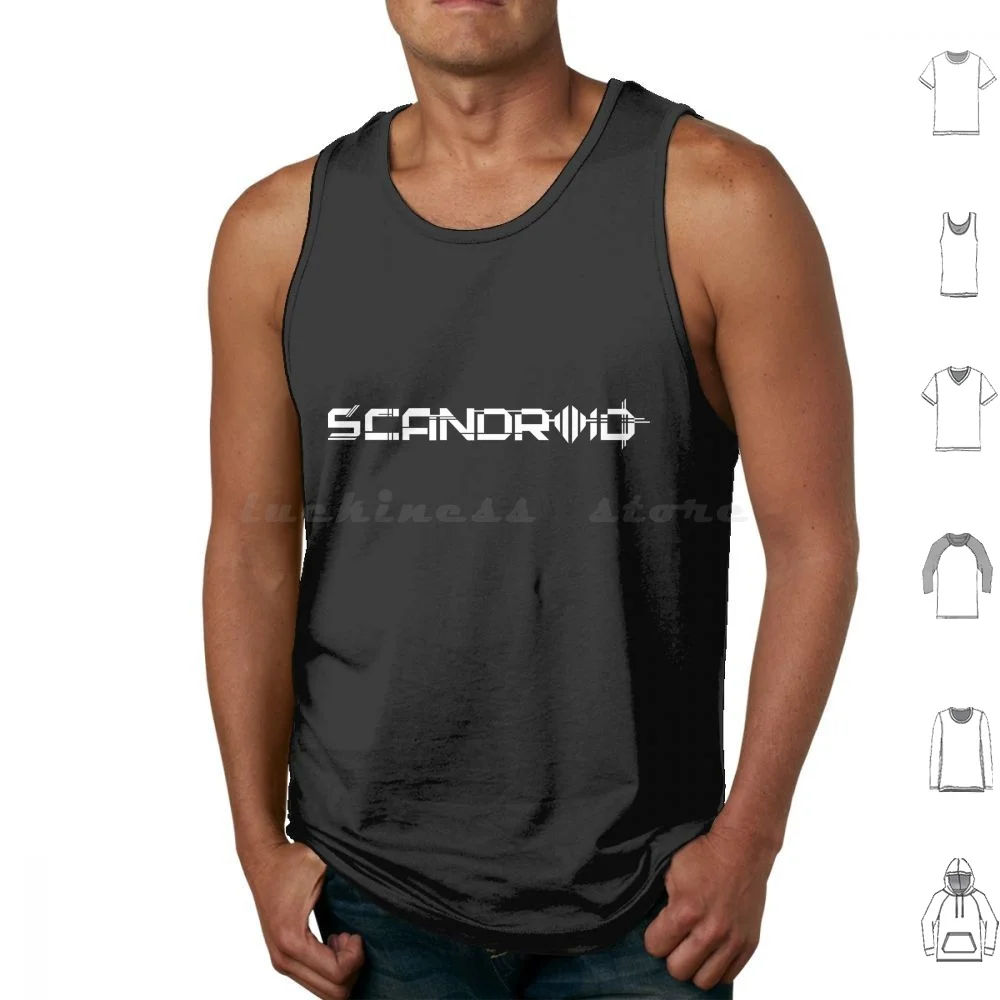 

Scandroid White Logo Tank Tops Print Cotton Music Band Scandroid Synthwave Retrowave Retro Synth 80S 80 Eighties