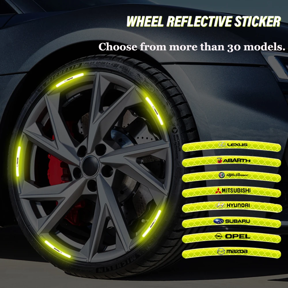 

20 Strips Car Wheel Hub Sticker High Reflective Stripe Tape Bike Motorcycle Car Personality Decorative Stickers Car Accessories